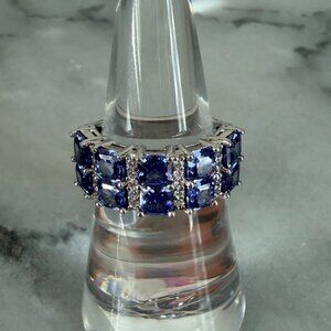 NIB Esotica 6.22CTW Bella Luce Simulated Tanzanite & Diamond Sterling 925 Ring